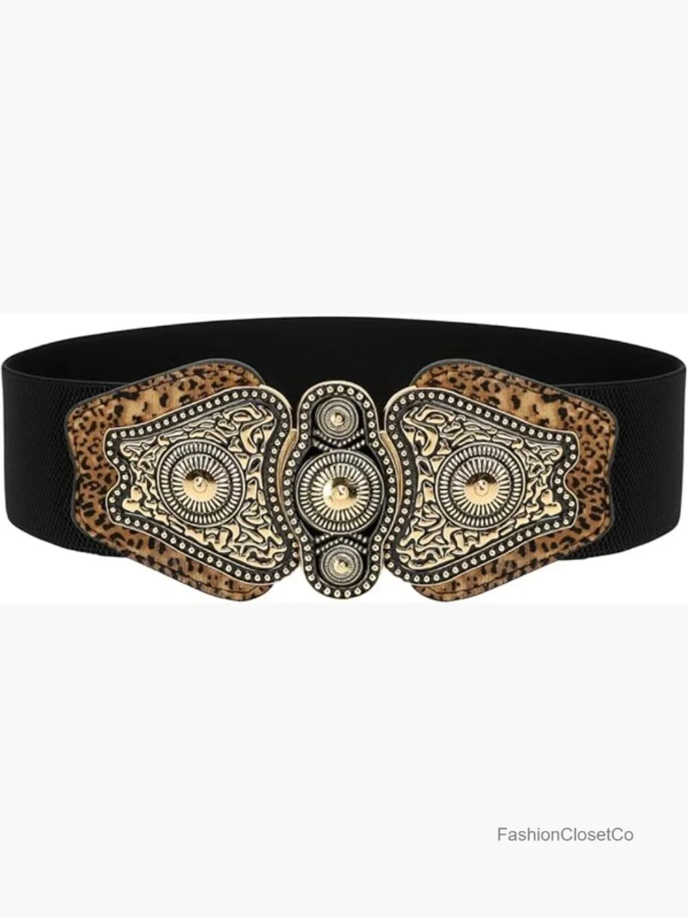 Wide Elastic Stretch Vintage Antique Buckle Belt